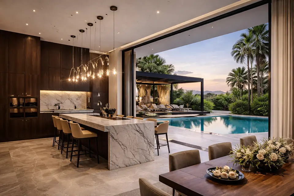 Salón espectacular con salida a piscina exterior