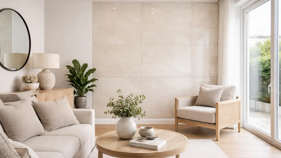 Salón con placas antihumedad al fondo